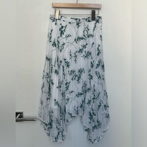 Club Monaco Pleated Midi Skirt - White/Teal